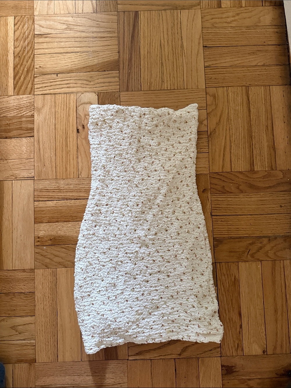 White Strapless Floral Tube Dress